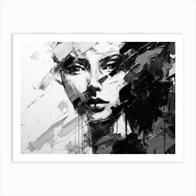 Fractured Identity Abstract Black And White 4 Art Print