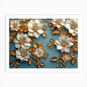 Gold And White Flowers 8 Art Print