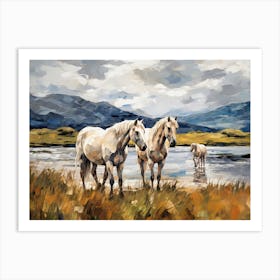 Horses Painting In Lake District, New Zealand, Landscape 4 Art Print