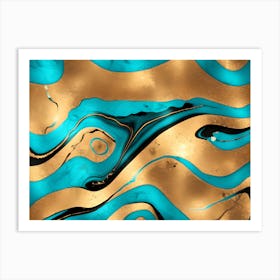 Gold Marble Flow Art Print