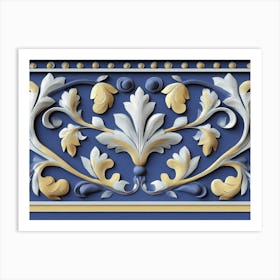 Seamless Relief Sculpture Designation Retro Pattern Nature Garden Flower Leaf Vine 1 Art Print