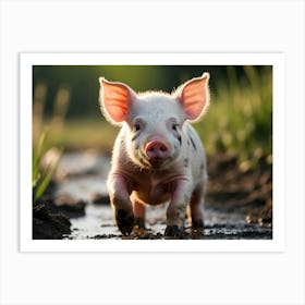 Pig In The Mud Art Print