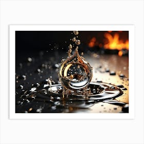 A Drop Of Metal Falls Into The Molten Art Print