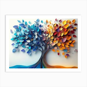 Colorful Tree With Leaves On Hanging Art Print