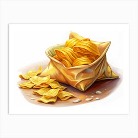 Bag Of Crispy Potato Chips With Crumbs Art Print