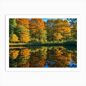 Serene Autumn Reflections 25 Art Print