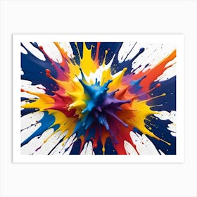 Abstract Image Of Colorful Paint Splatters Creating A Dynamic And Energetic Composition Art Print