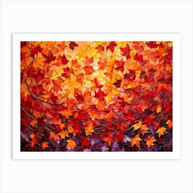 An Abstract Design Of Autumndisplaying A Group Of Maple Leaves With A Brilliant Interplay Of Leaf T 2 1 Art Print