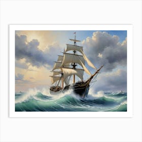 Sailing Ship In Rough Seas 9 Art Print