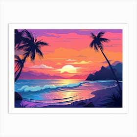 Sunset At The Beach Art Print 2 Art Print