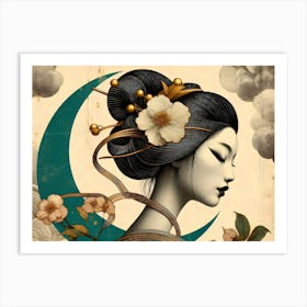 Japan Traditional Geisha Illustration By Ad 199 Art Print