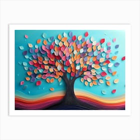 Colorful Tree With Multicolor Leaves 4 Art Print