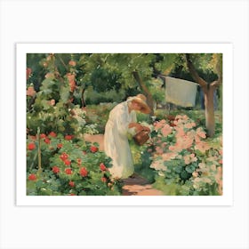 Woman In A Garden Art Print