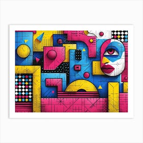 SynthGeo Shapes: A Cartoon Abstraction Abstract Painting 5 Art Print