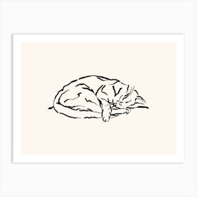 Sleeping Cat Line Art Art Print