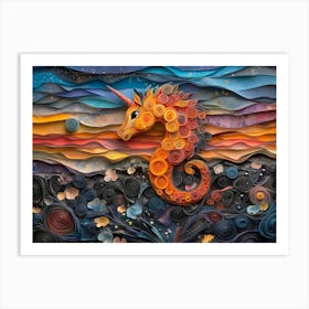 Paper Quilling Sea Horse Art Print