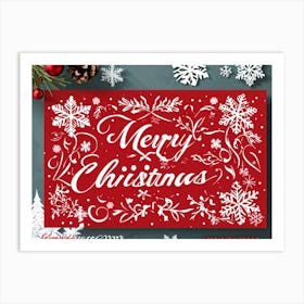 Calligraphic Christmas Greeting Card Featuring Ornate Cursive Script With Hand Drawn Lettering Of (5) Art Print