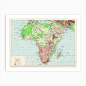 Africa Map — retro map, vintage map print Art Print
