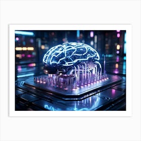 Cybernetic Brain Circuit Of The Future Led Lit Nodes Pulsating With Information Intricate Silver A 2 1 Art Print