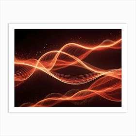 A Swirling, Abstract Image Of A Pair Of Glowing, Orange Lines Against A Dark Background Art Print