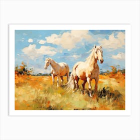 Horses Painting In Montana, Usa, Landscape 3 Art Print