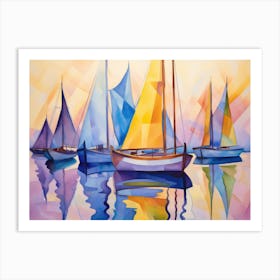 Sailboats In The Harbor 3 Art Print