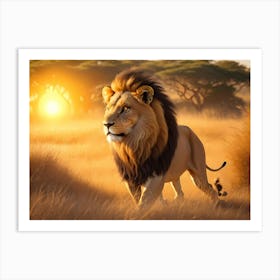 Lion In The Grass Art Print