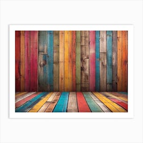 Colorful wood plank texture background 14 Art Print