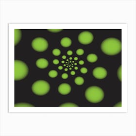 Green Spiral Dots Art Print