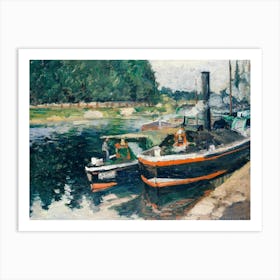 Barges At Pontoise, Camille Pisarro Art Print