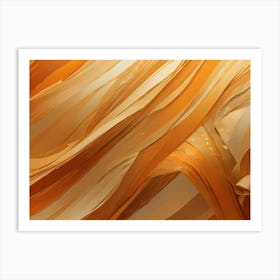 Abstract Background With Flowing, Golden Waves, Resembling Silk, Fabric, Or Molten Gold, Creating A Luxurious And Dynamic Texture Art Print