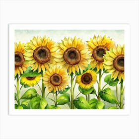 Watercolor Painting Of Sunflowers 1 Art Print