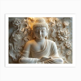 3d Serene Buddha Statue Art Print