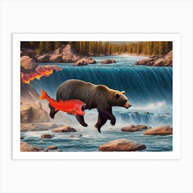 Bear And Fish Art Print