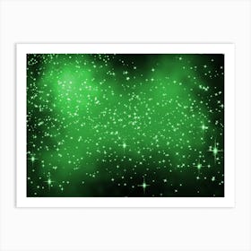Green Shining Star Background Art Print