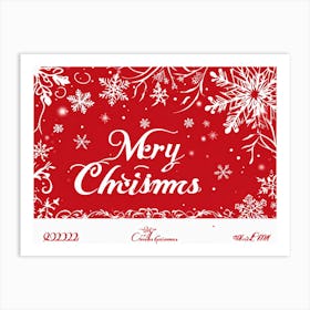 Calligraphic Christmas Greeting Card Featuring Ornate Cursive Script With Hand Drawn Lettering Of Art Print