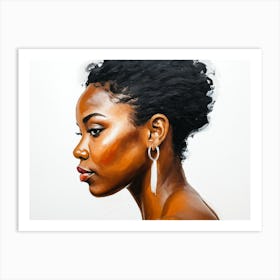 Side Profile Of Beautiful Woman Oil Painting 114 Art Print