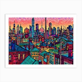 Sunset skyline Of Toronto Canada - Toronto Skyline Art Print