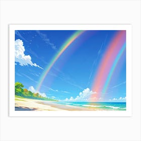 Rainbow Over The Beach Art Print