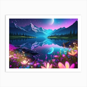 Night At The Lake Art Print