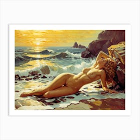 Sunbathing In The Golden Eve Art Print