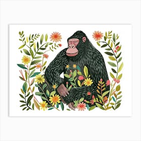 Little Floral Gorilla 4 Art Print