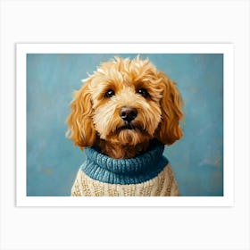 Goldendoodle Yellow And Blue 2 Art Print