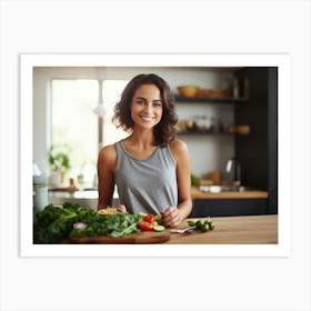 Healthy Woman In Kitchen 3 Art Print