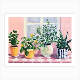 Potted Herbs Checkerboard 2 Art Print