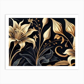 Elegant Black and Gold Vintage Art Print