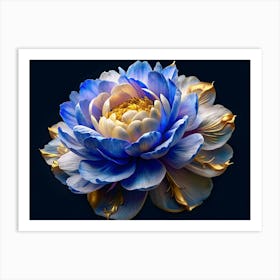 Blue And Gold Flower Art Print