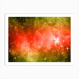 Red Green Galaxy Space Background Art Print