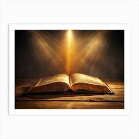 Open Holy Book With Divine Light Art Print