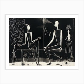 Two People Sitting By Sanjay Kumar Art Print